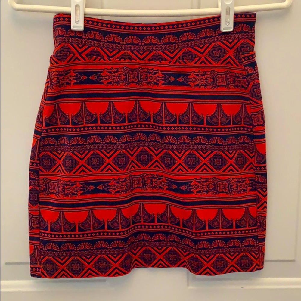 Red and navy mini skirt spandex for close fit